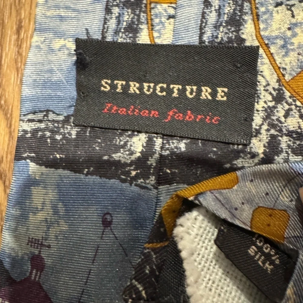 Structure Vintage Abstract Building 100% Silk Men’s Ties - Lot of 2